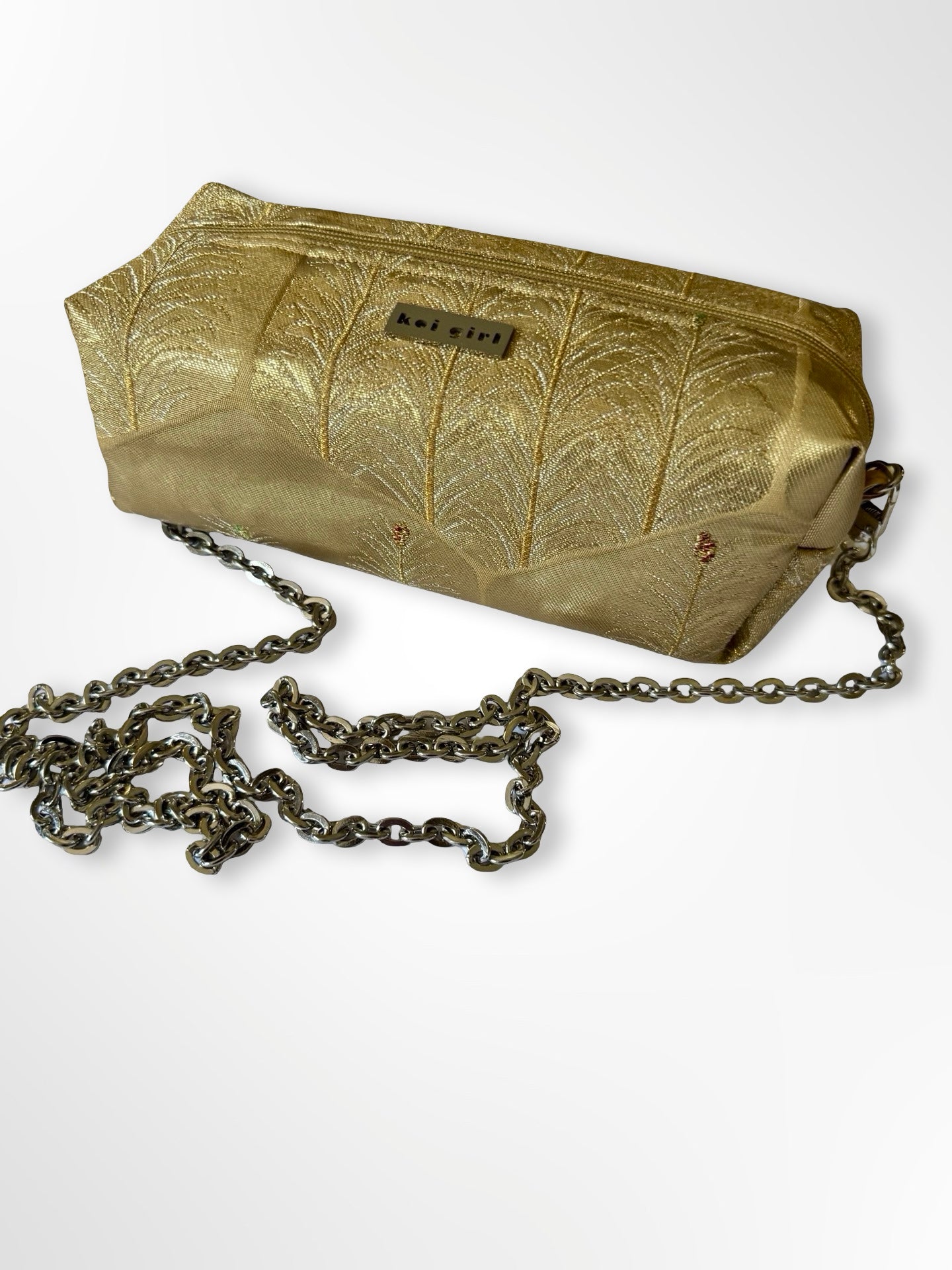 Gold Peacock Feather Crossbody Purse