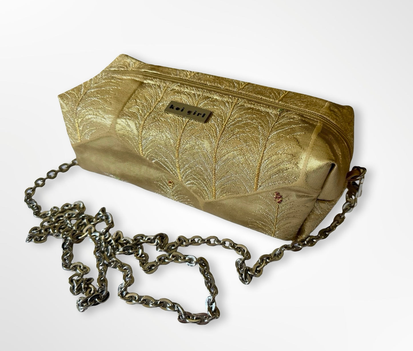 Gold Peacock Feather Crossbody Purse