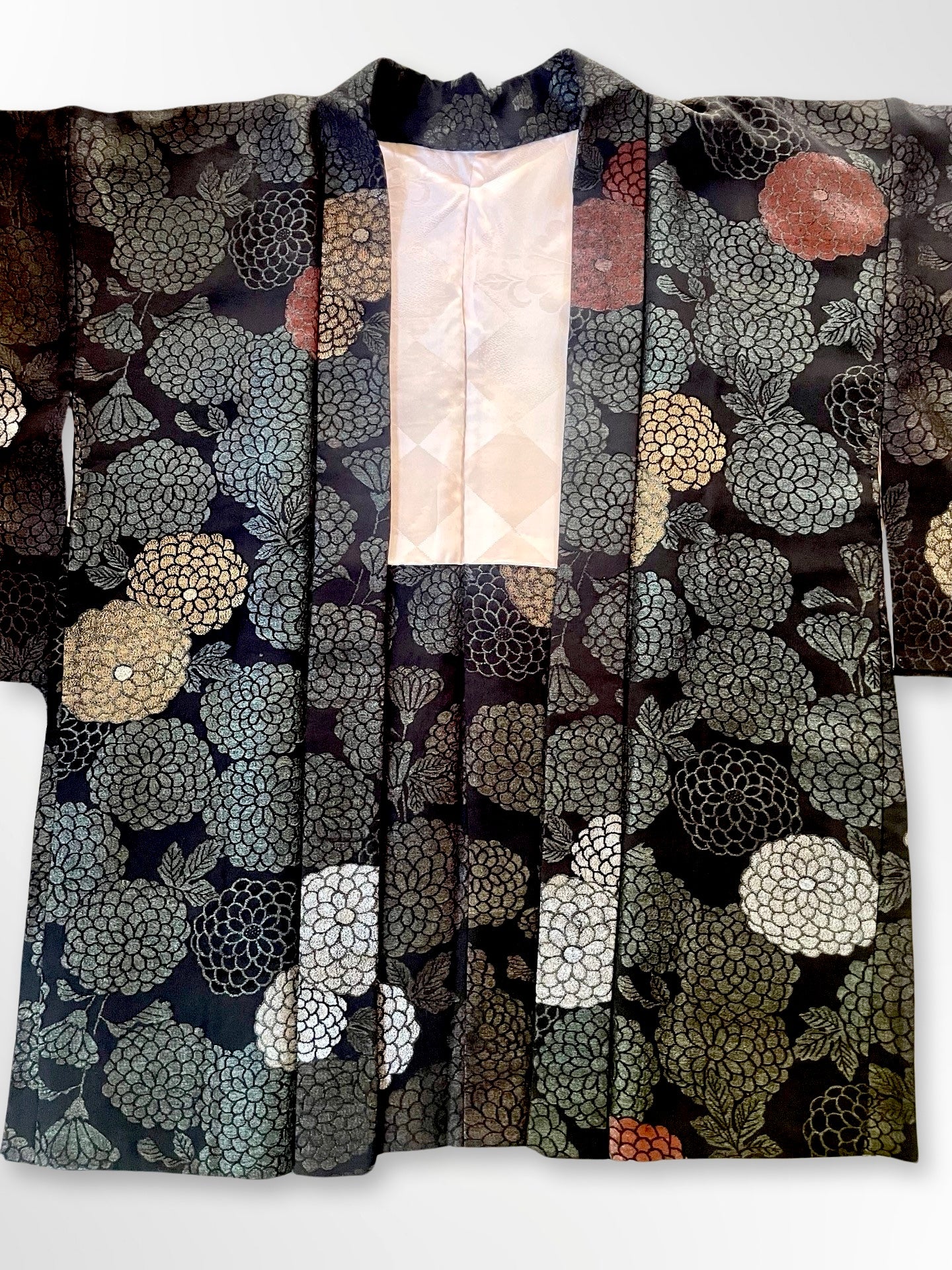 Black with Metallic Chrysanthemums Haori Jacket