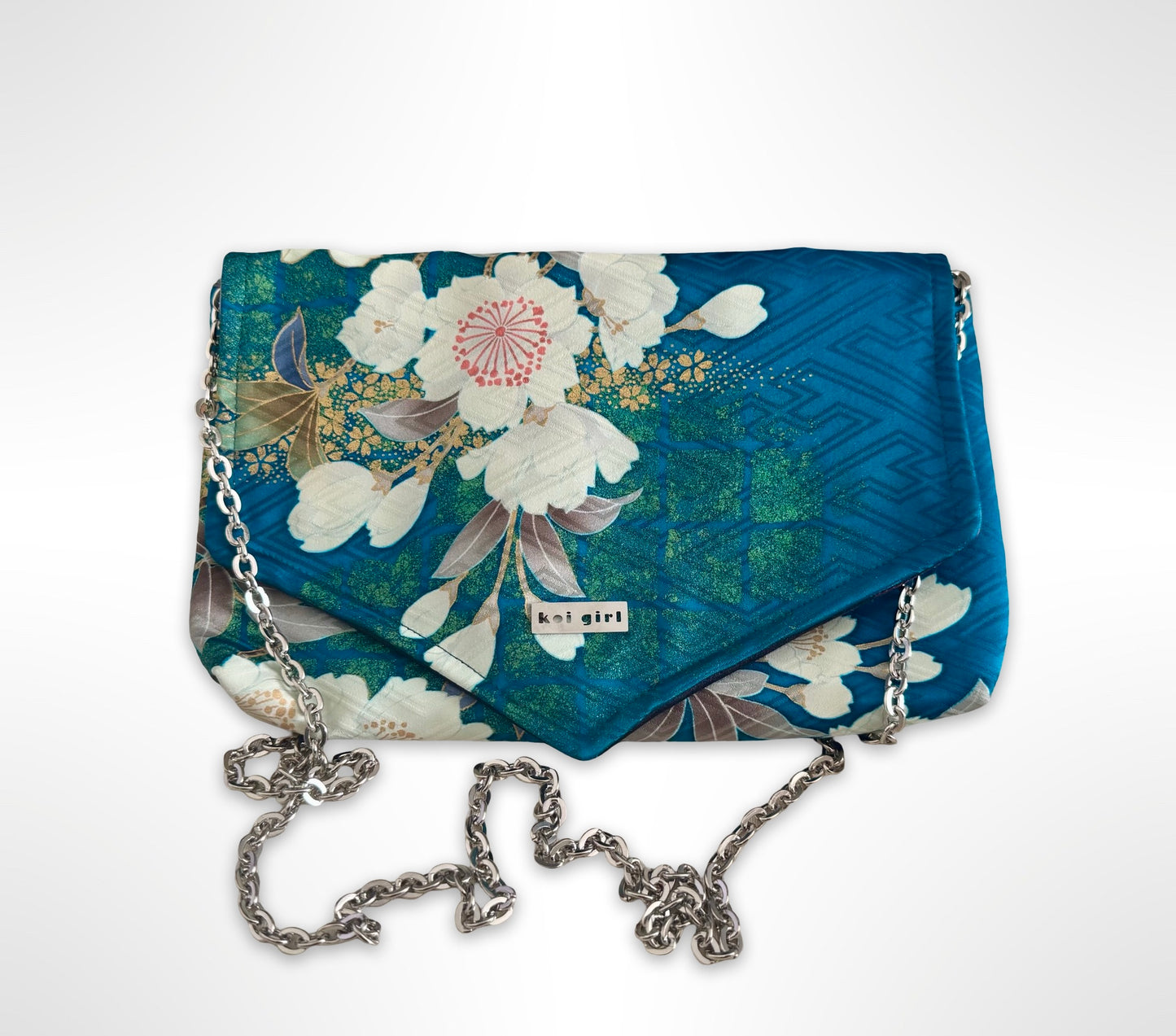 Teal Blossom Clutch