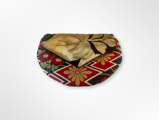 Black, Gold and Red Floral Clutch