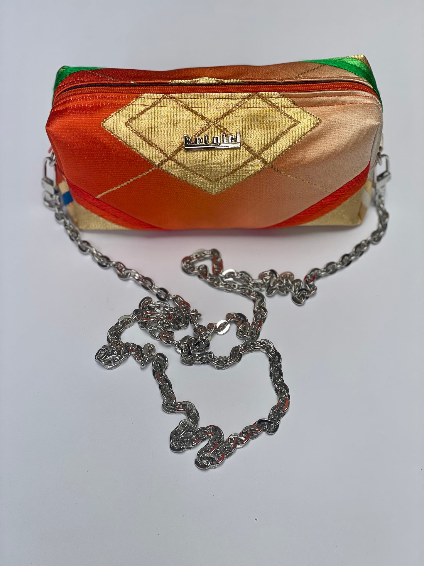 Orange Diamond Crossbody Box Purse