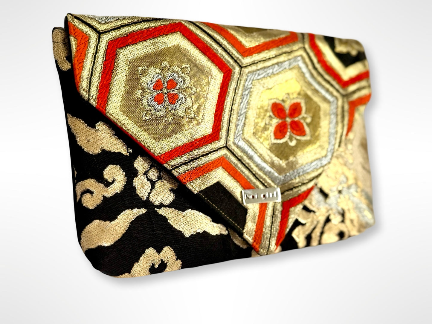 Black, Red and Gold Geometric Clutch