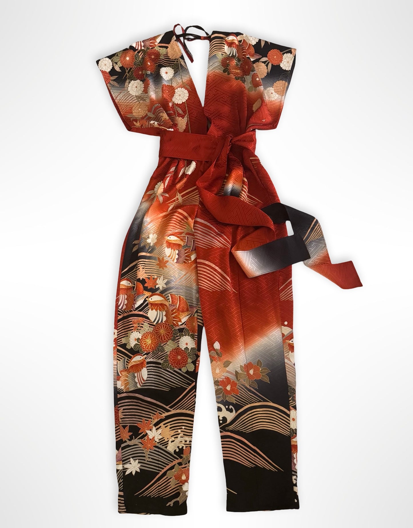 Autumnal Floral Kimono Jumpsuit