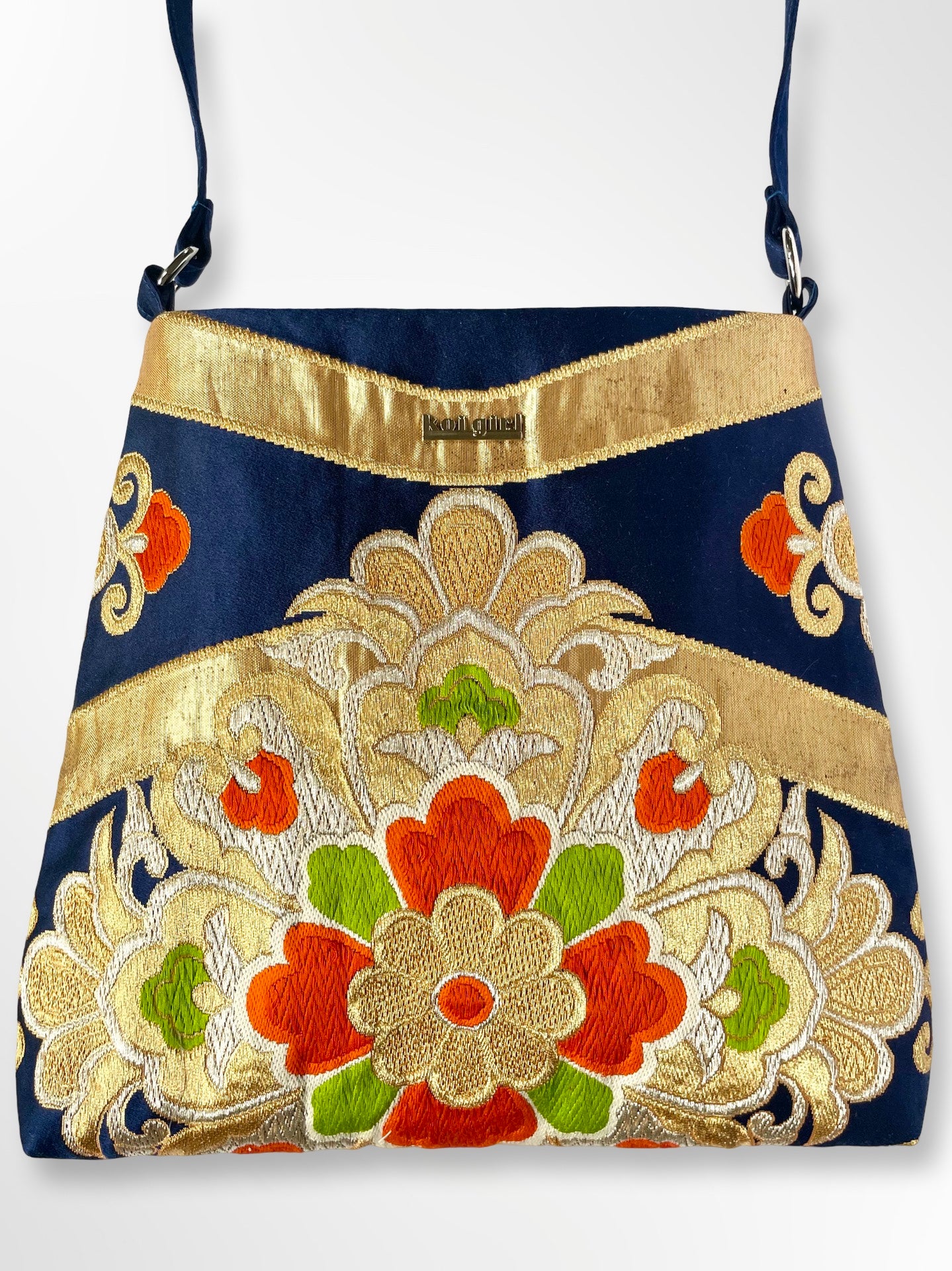 Royal Blue with Floral Motif Shoulder Bag