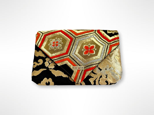 Black, Red and Gold Geometric Clutch