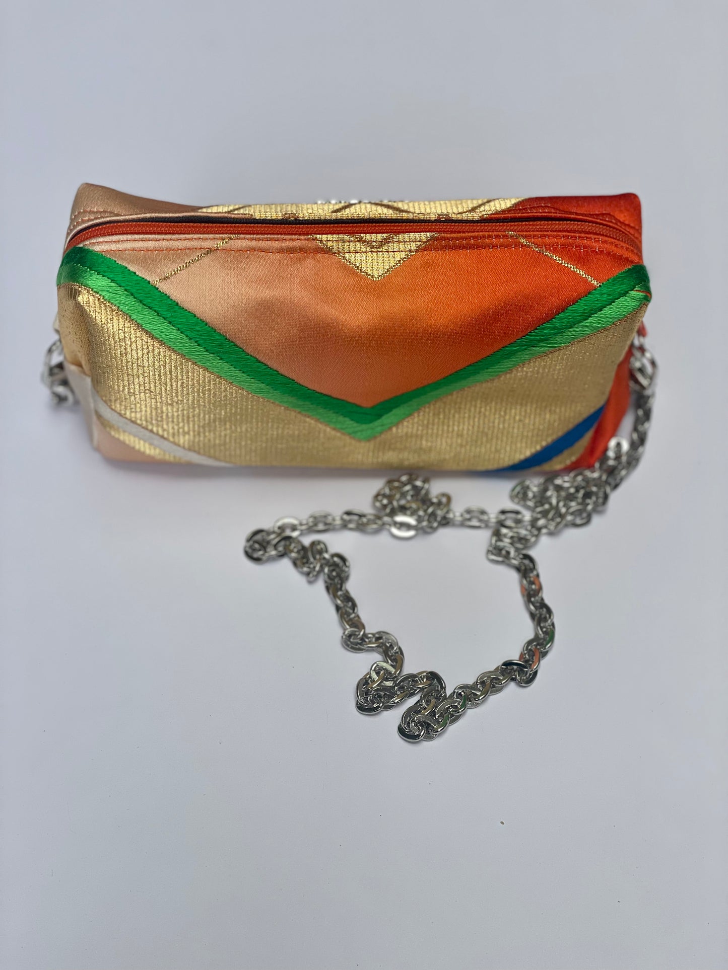 Orange Diamond Crossbody Box Purse