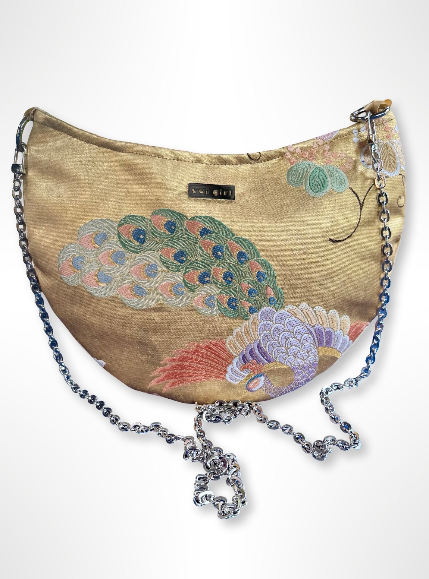 Gold Peacock Crescent Bag