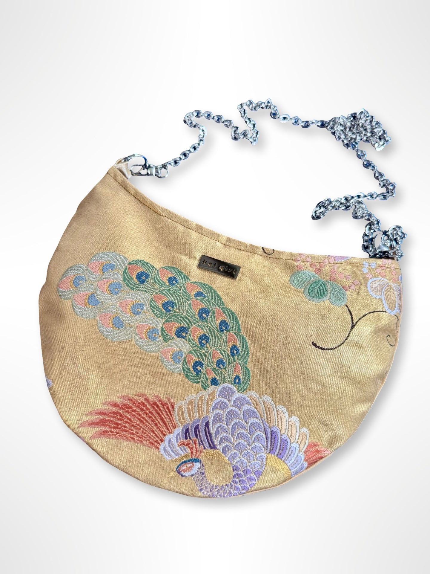 Gold Peacock Crescent Bag