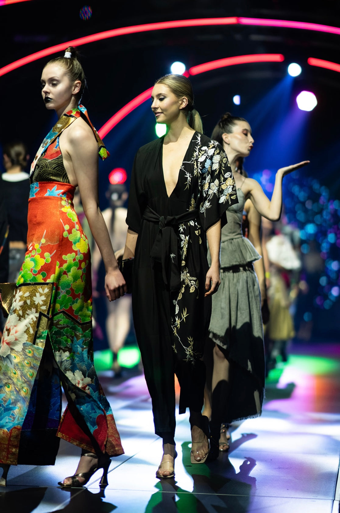 Black with Embroidered Metallic Floral Jumpsuit