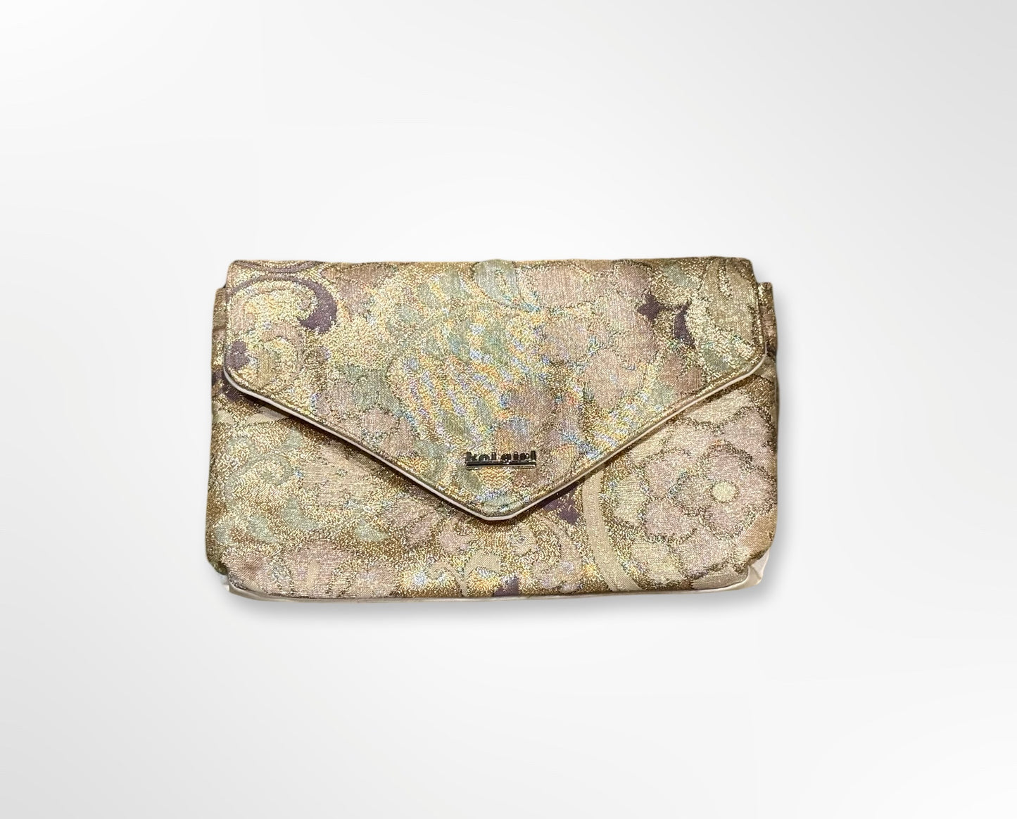 Metallic Gold and Pastel Floral Clutch