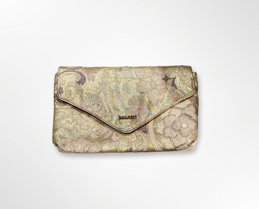 Metallic Gold and Pastel Floral Clutch