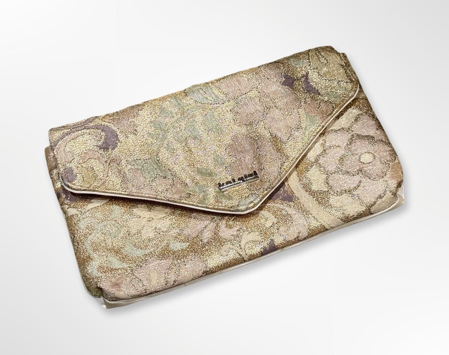 Metallic Gold and Pastel Floral Clutch