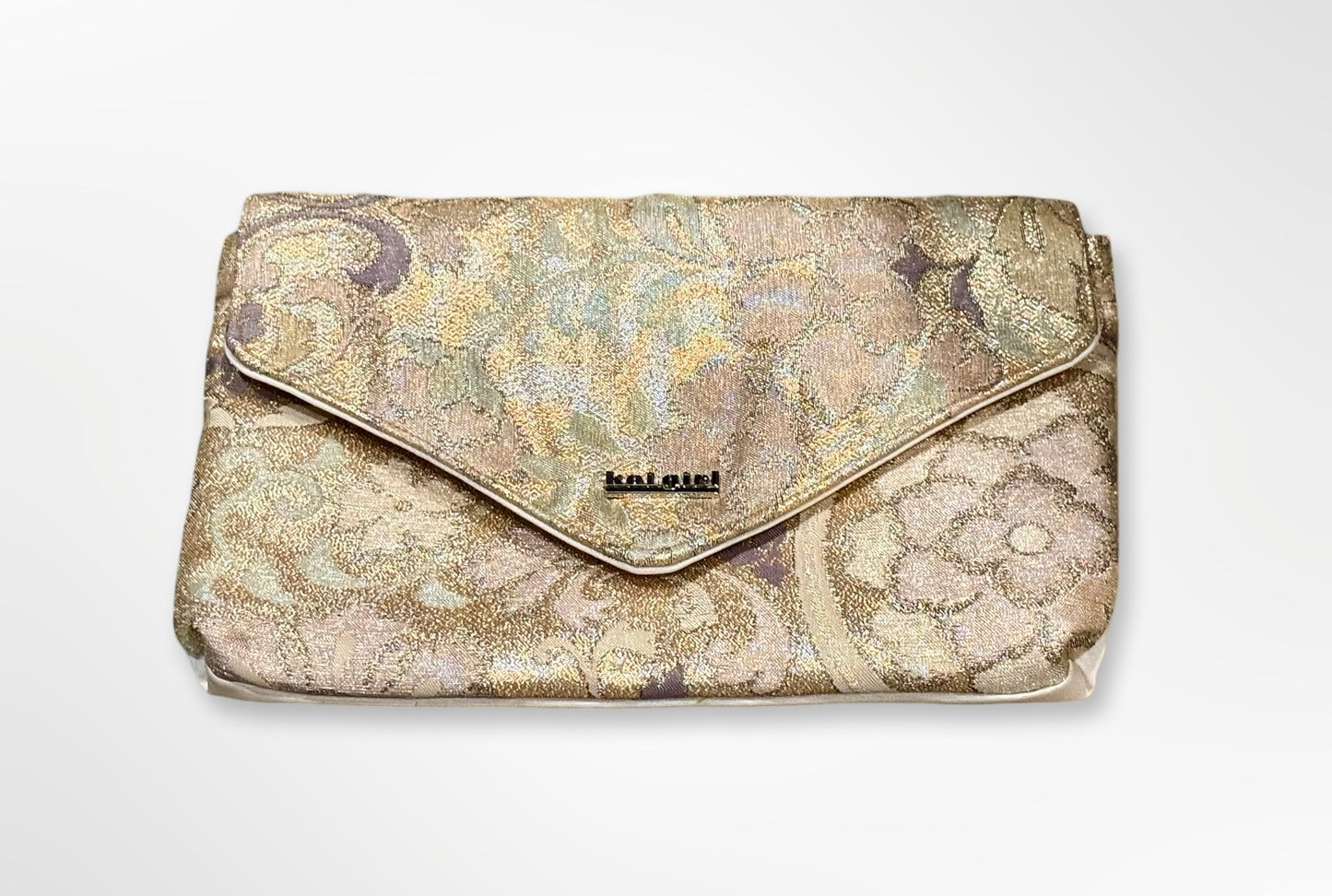 Metallic Gold and Pastel Floral Clutch