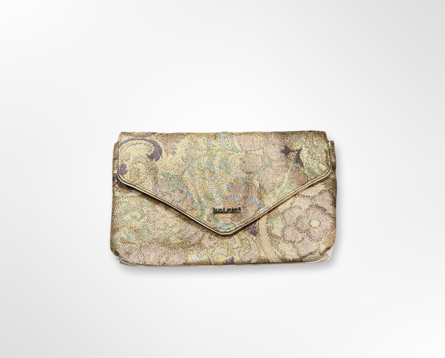 Metallic Gold and Pastel Floral Clutch