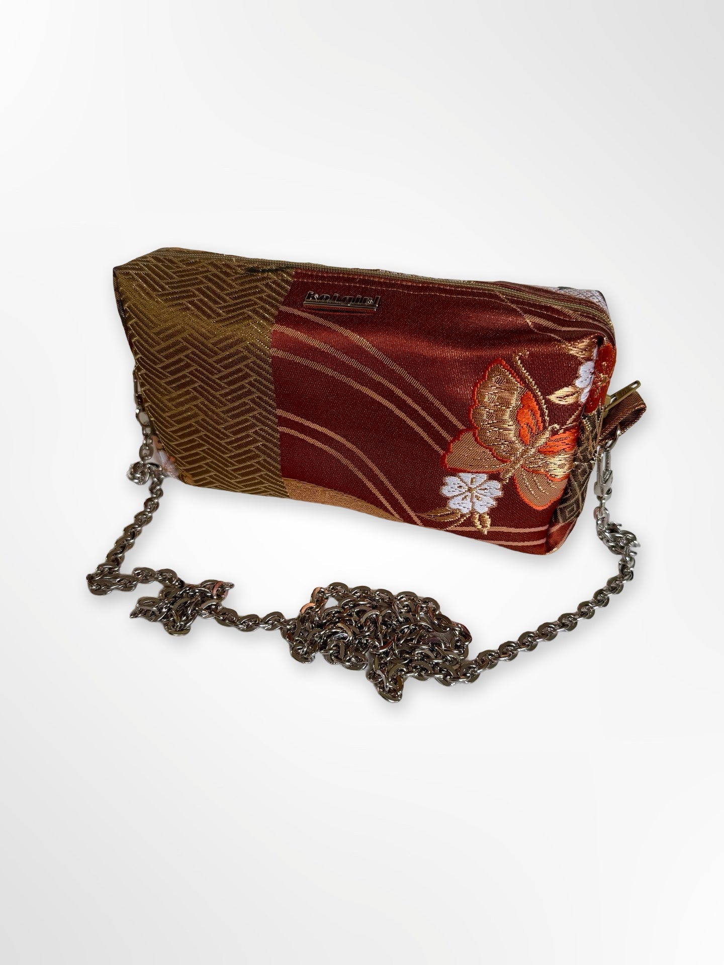 Tan and Gold Butterfly Crossbody Purse