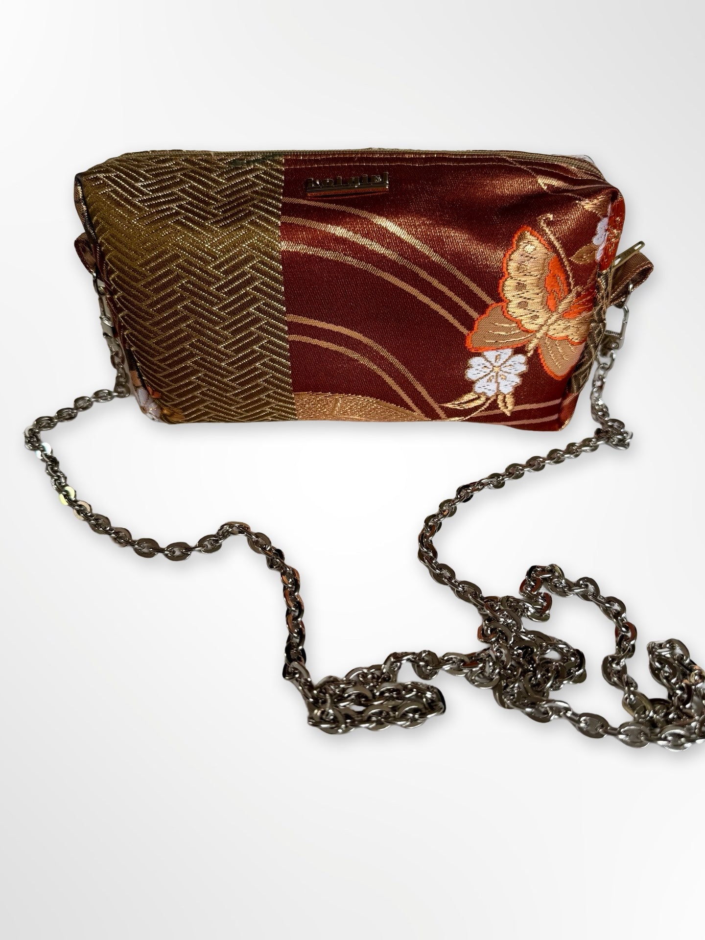 Tan and Gold Butterfly Crossbody Purse