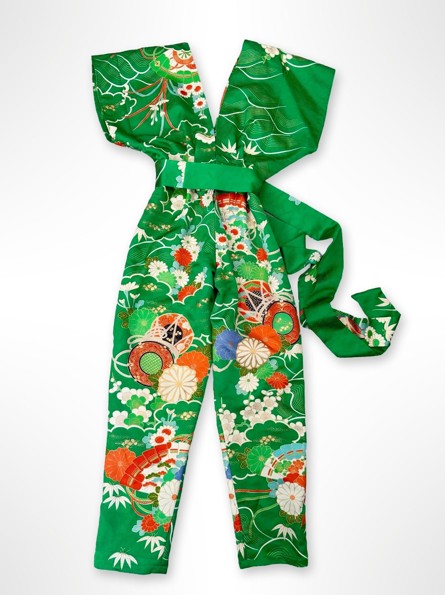 Emerald Green and Chrysanthemum Jumpsuit- Custom Order Available