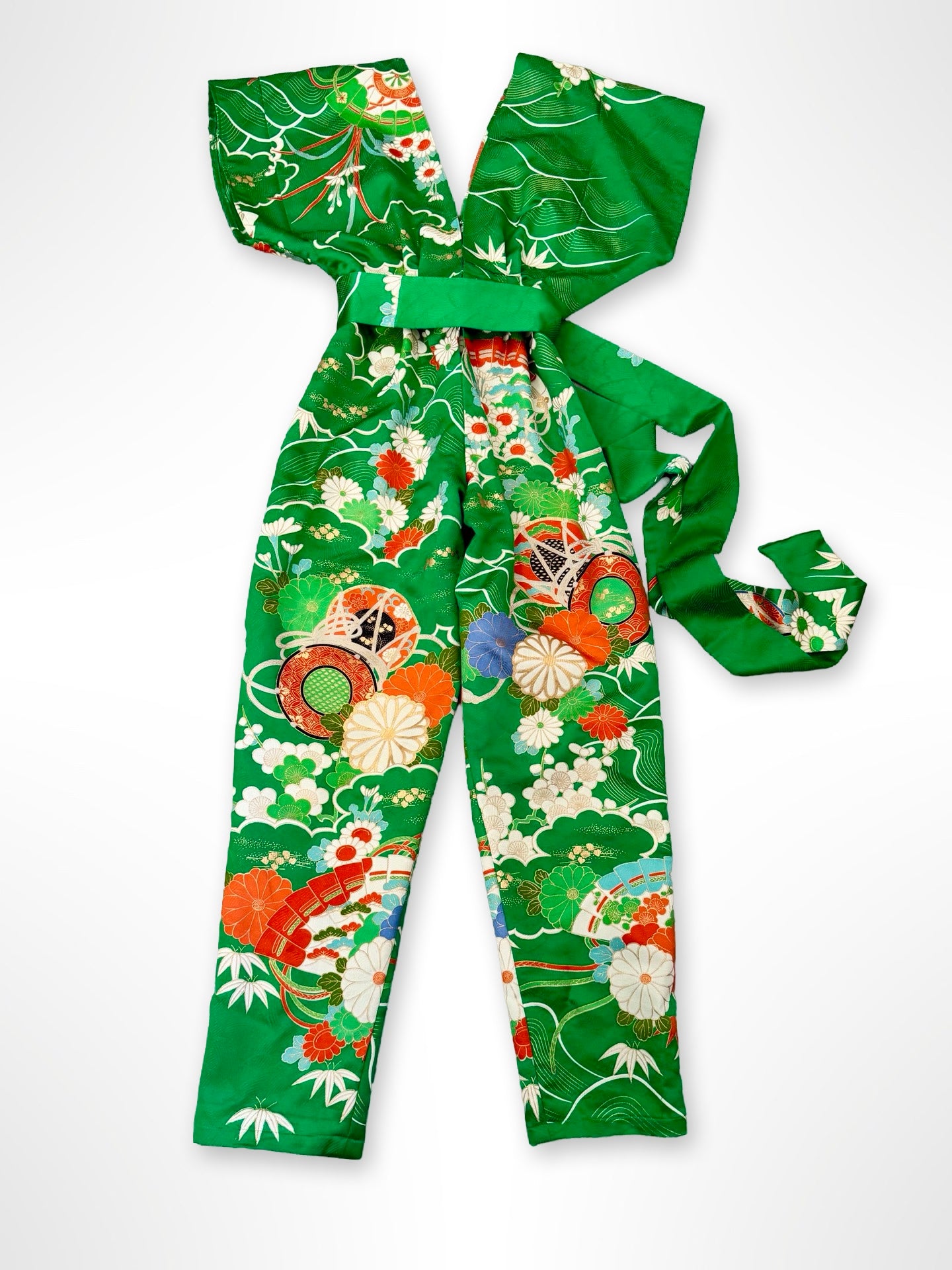 Emerald Green and Chrysanthemum Jumpsuit- Custom Order Available