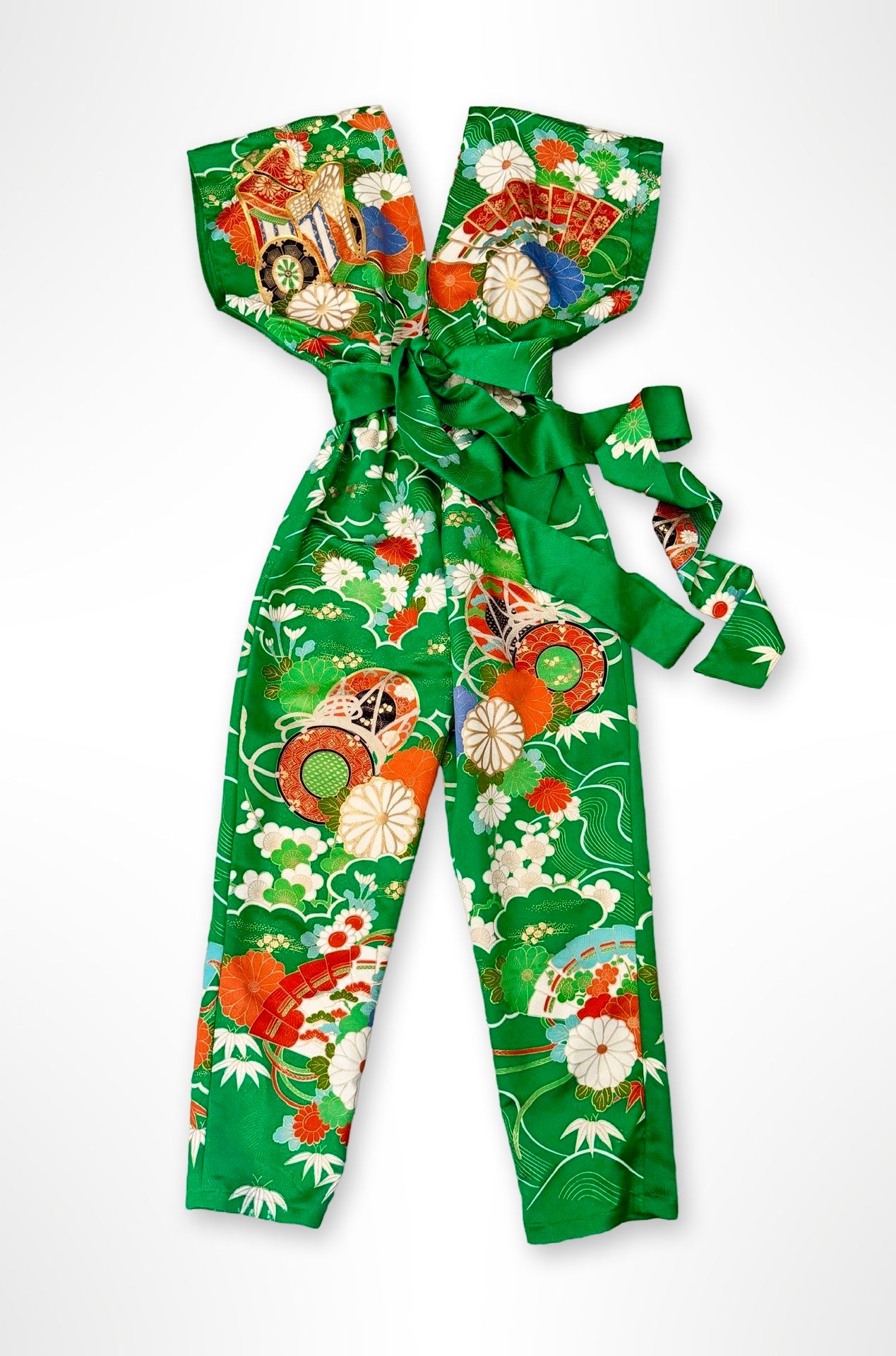 Emerald Green and Chrysanthemum Jumpsuit- Custom Order Available
