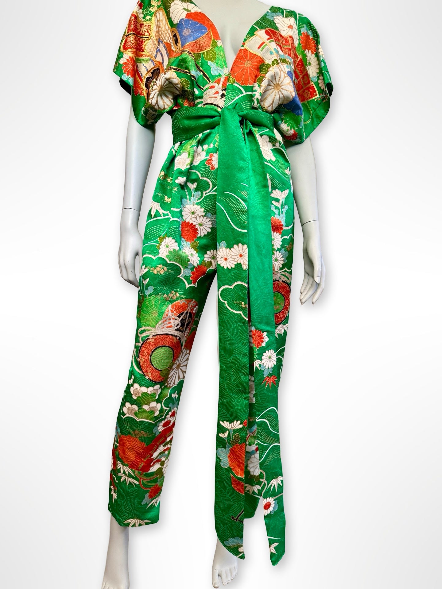 Emerald Green and Chrysanthemum Jumpsuit- Custom Order Available