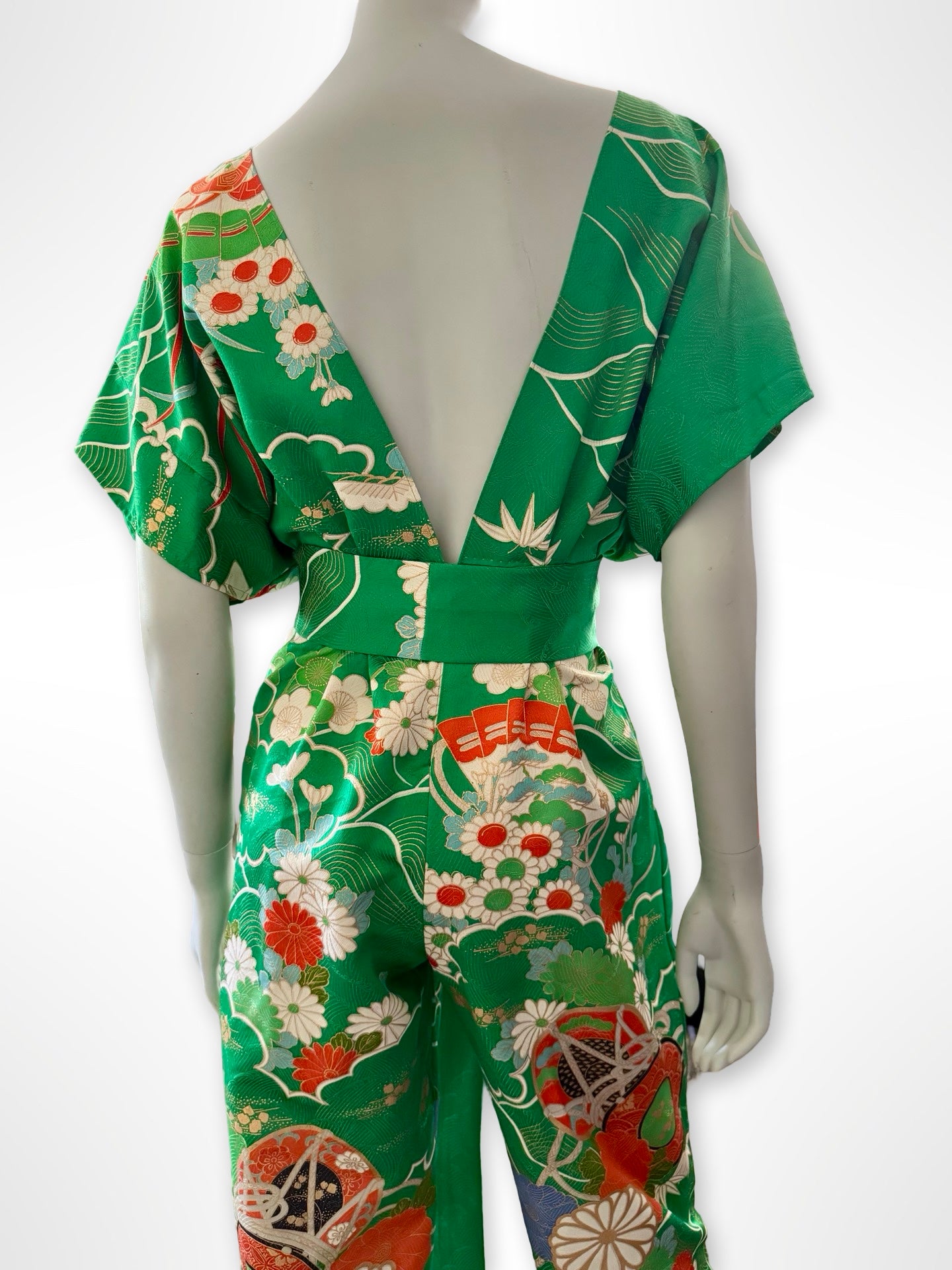 Emerald Green and Chrysanthemum Jumpsuit- Custom Order Available