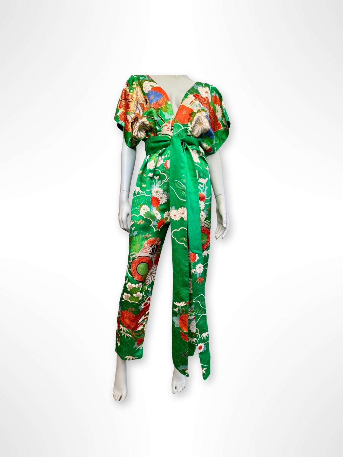 Emerald Green and Chrysanthemum Jumpsuit- Custom Order Available
