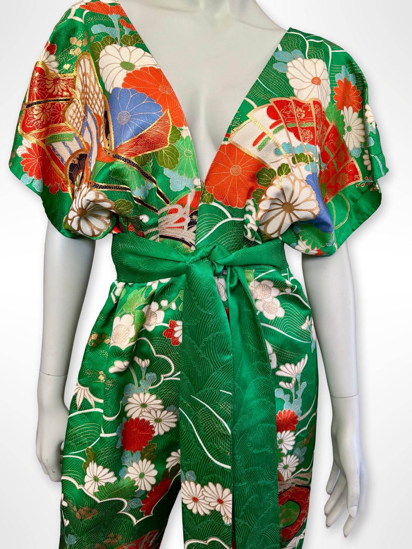 Emerald Green and Chrysanthemum Jumpsuit- Custom Order Available