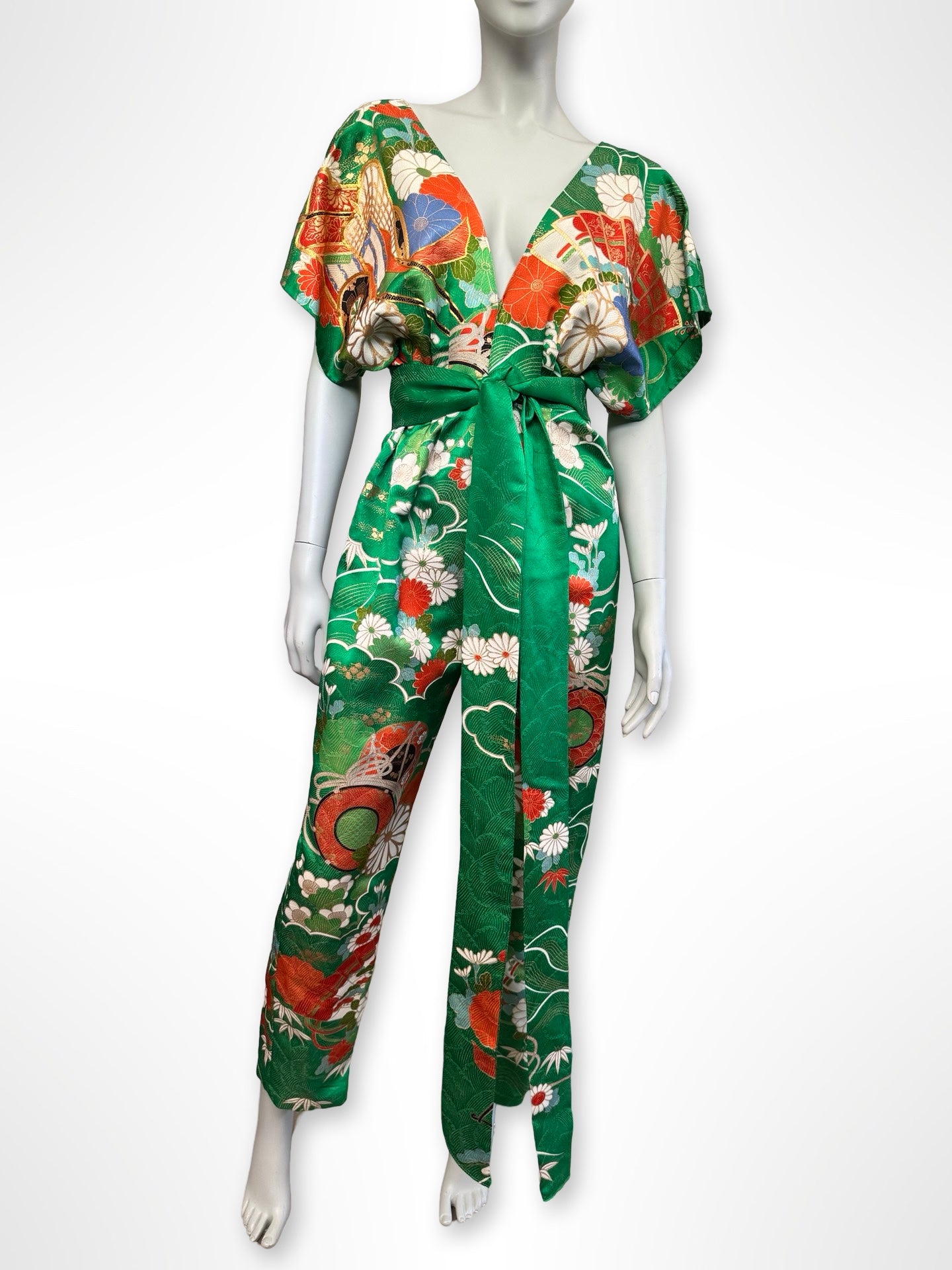 Emerald Green and Chrysanthemum Jumpsuit- Custom Order Available