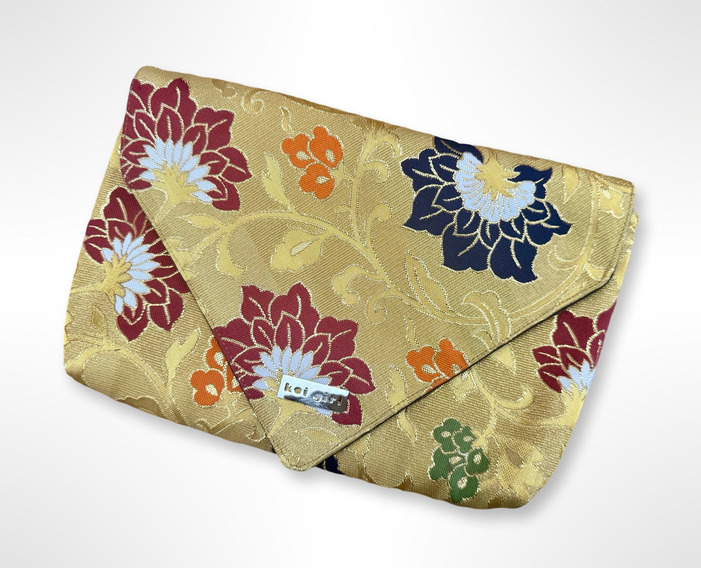 Gold with Peonies Clutch