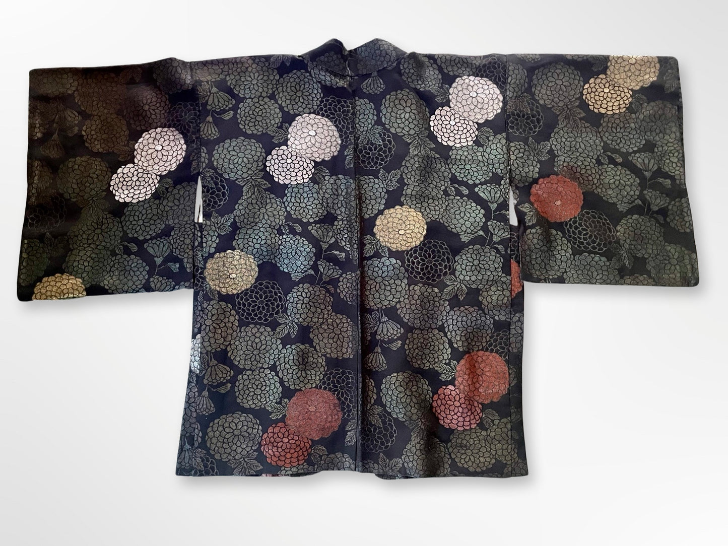 Black with Metallic Chrysanthemums Haori Jacket