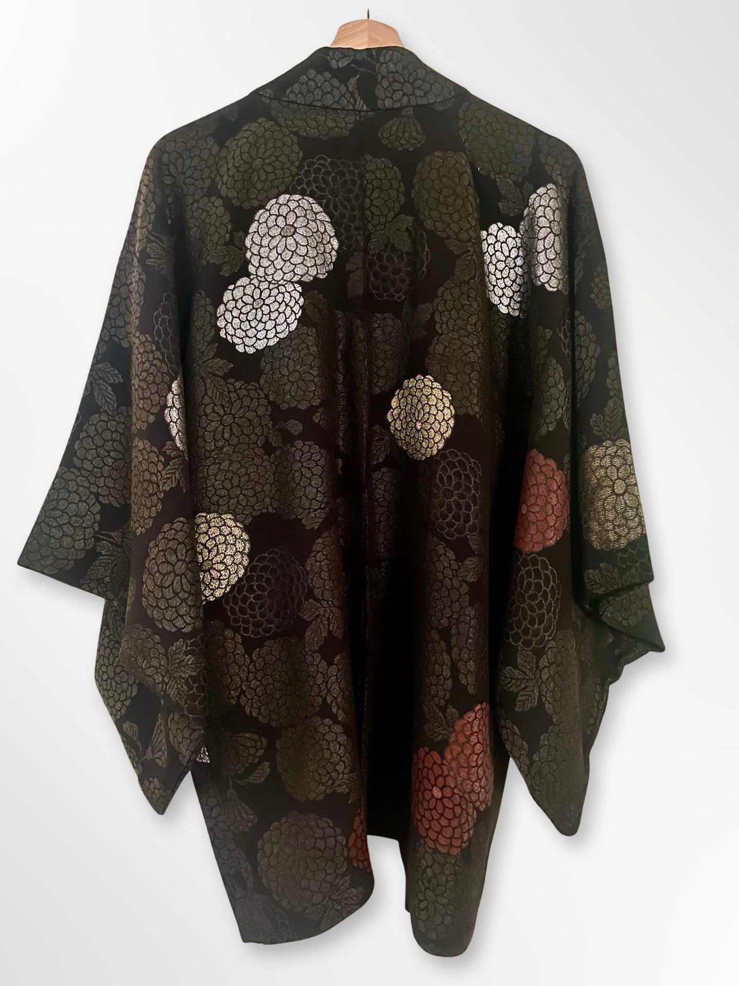 Black with Metallic Chrysanthemums Haori Jacket