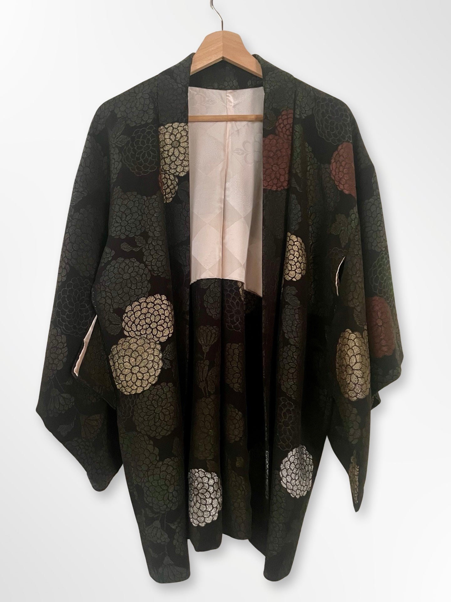 Black with Metallic Chrysanthemums Haori Jacket