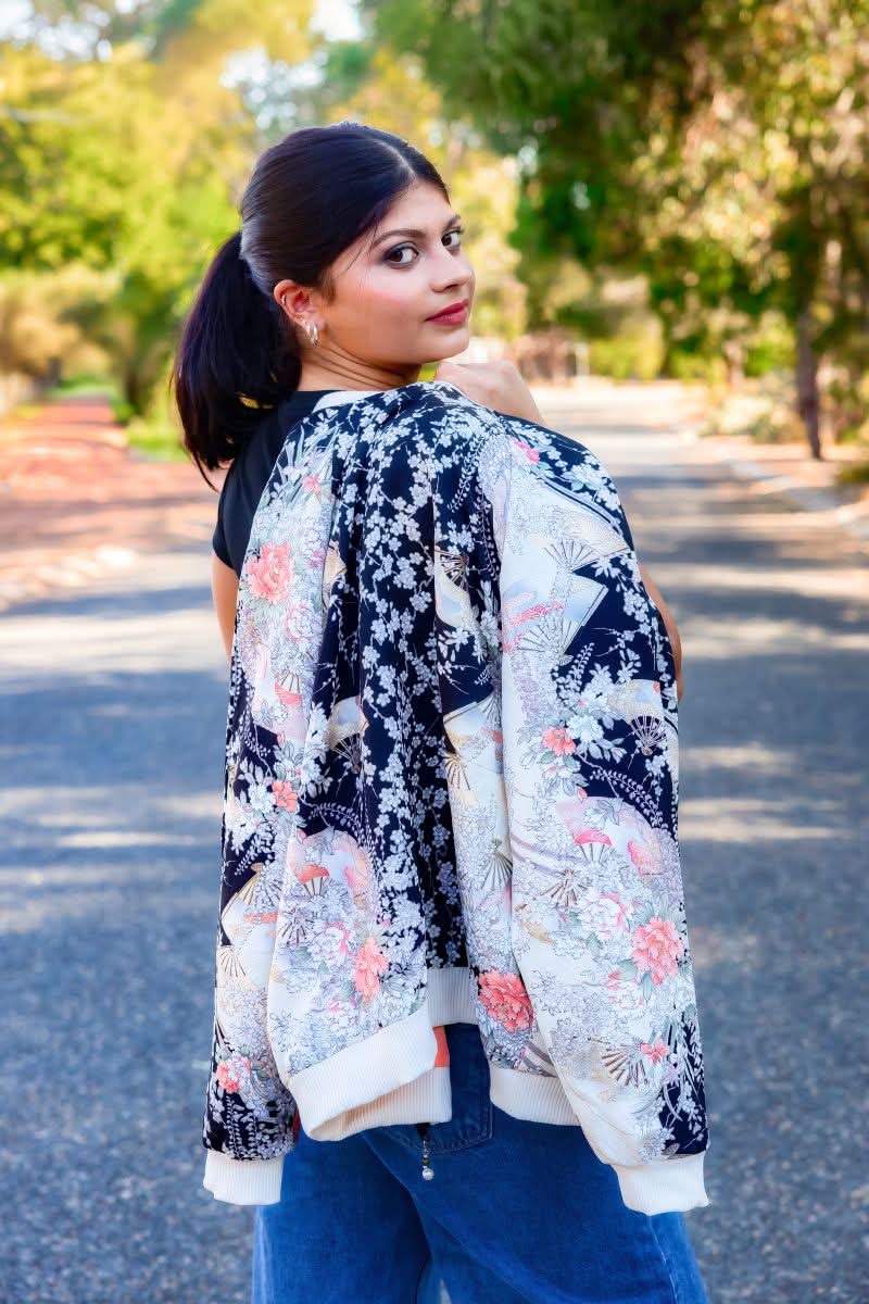 Blossom and Fans Bomber Jacket