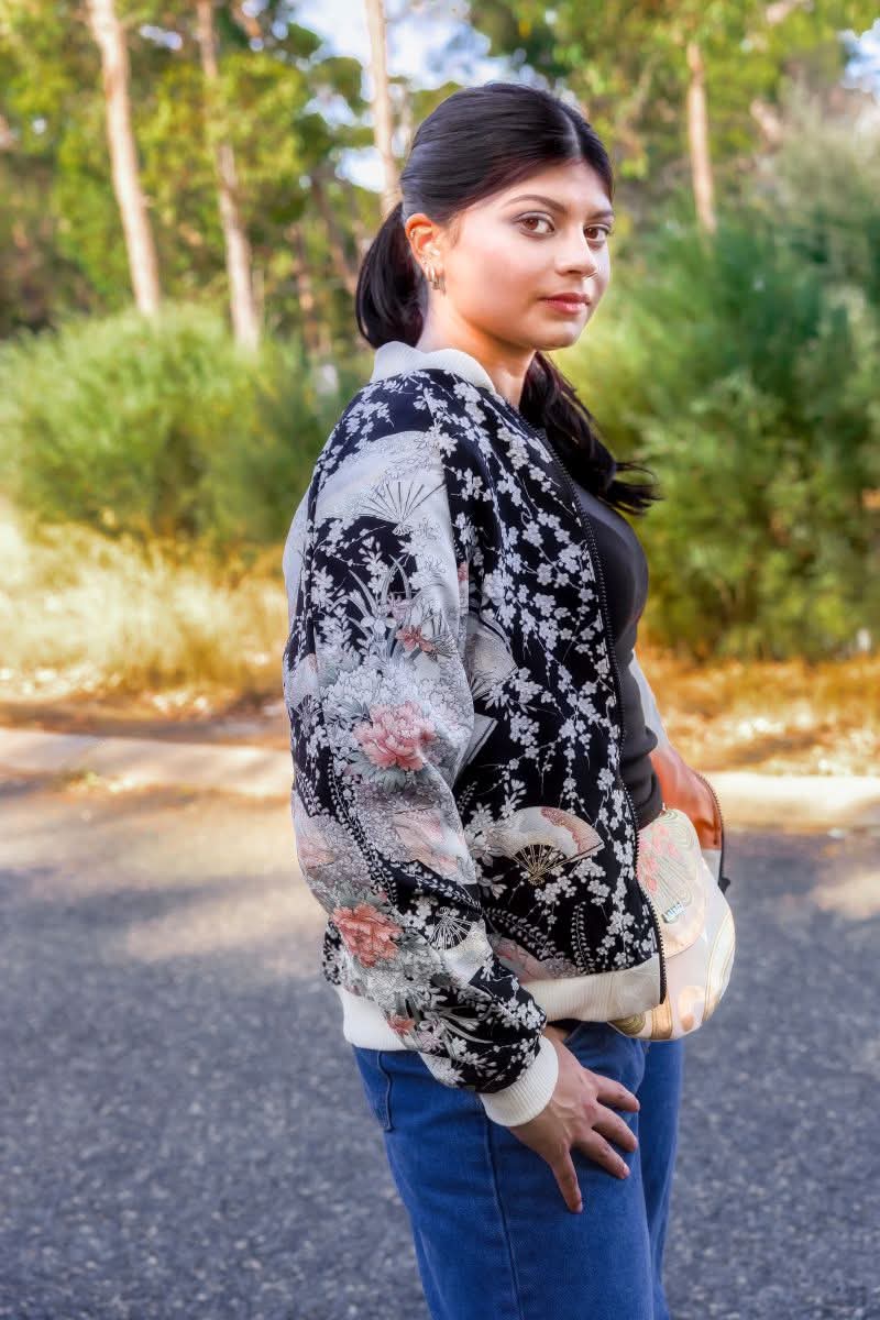 Blossom and Fans Bomber Jacket