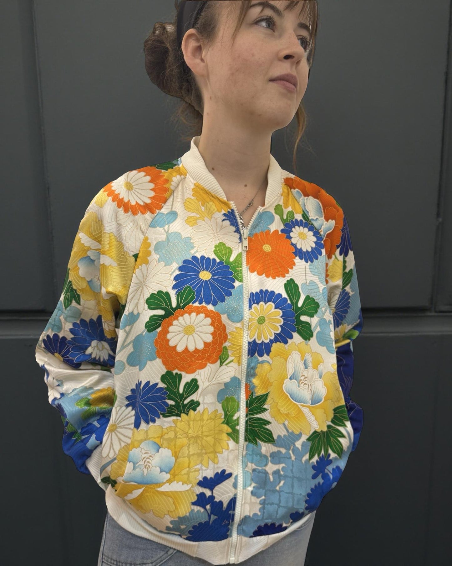 Retro Floral Bomber Jacket