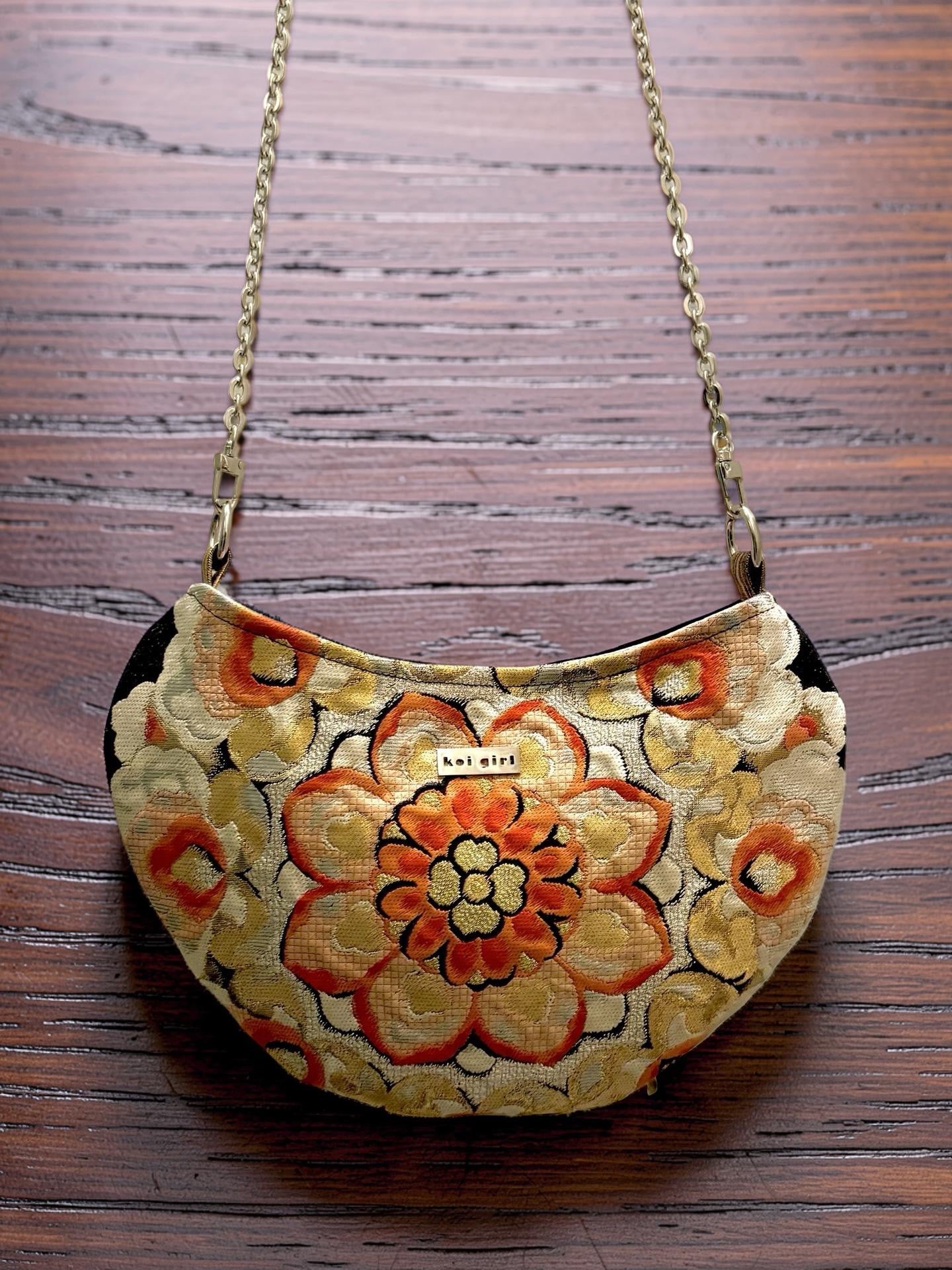Black and Blush Mandala Cresent Bag