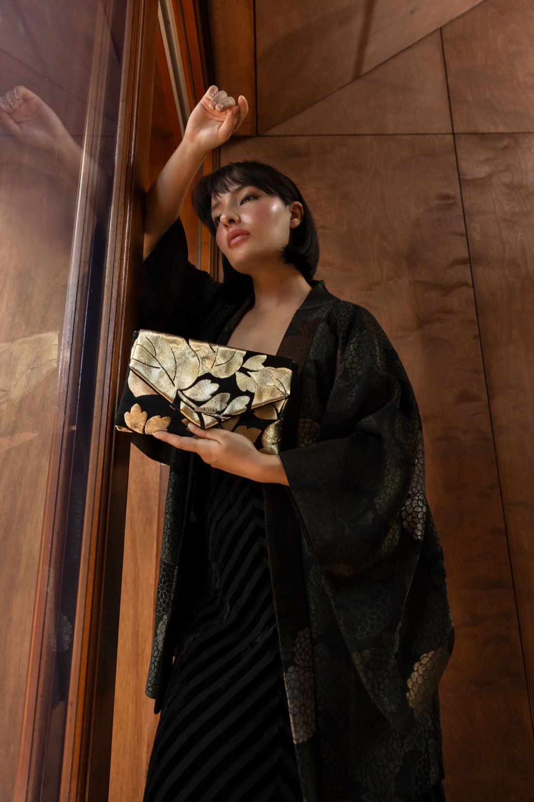 Black with Metallic Chrysanthemums Haori Jacket