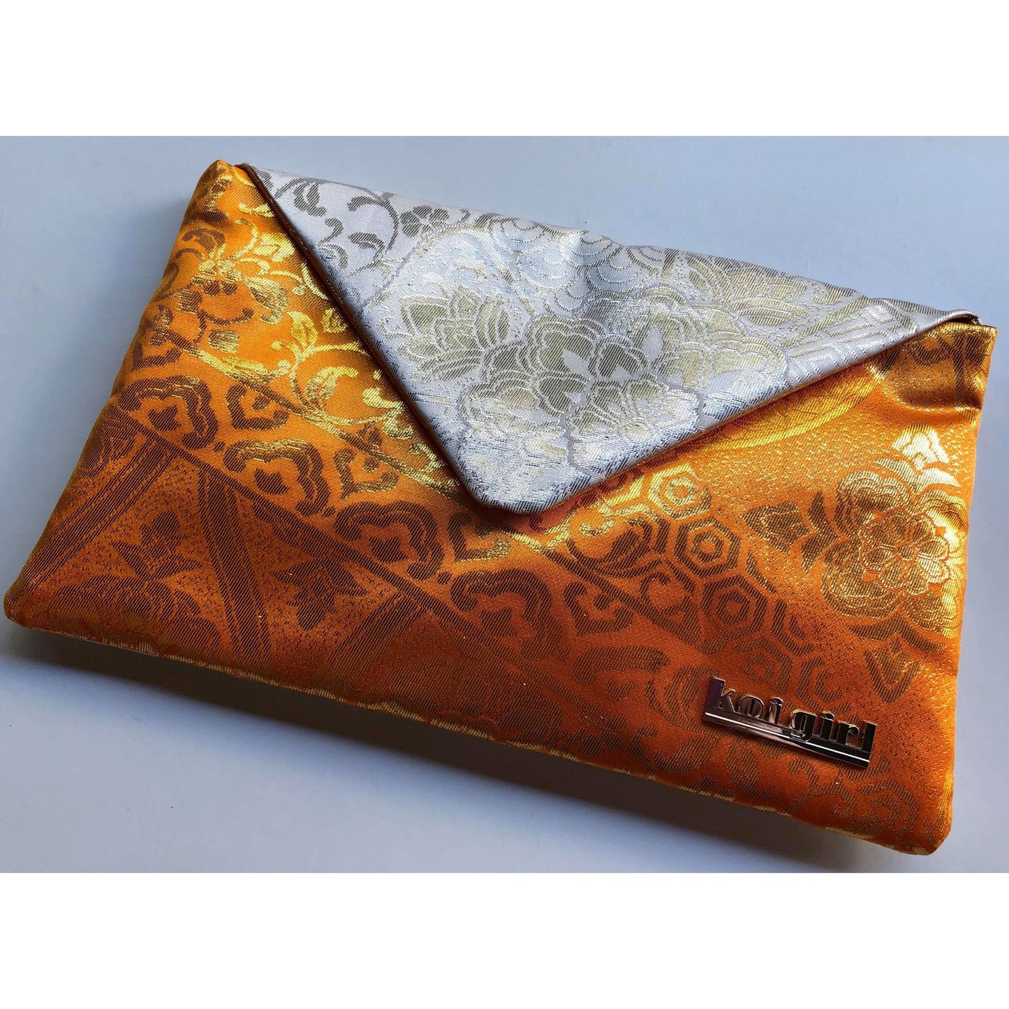 Orange and Silver Mandala Clutch