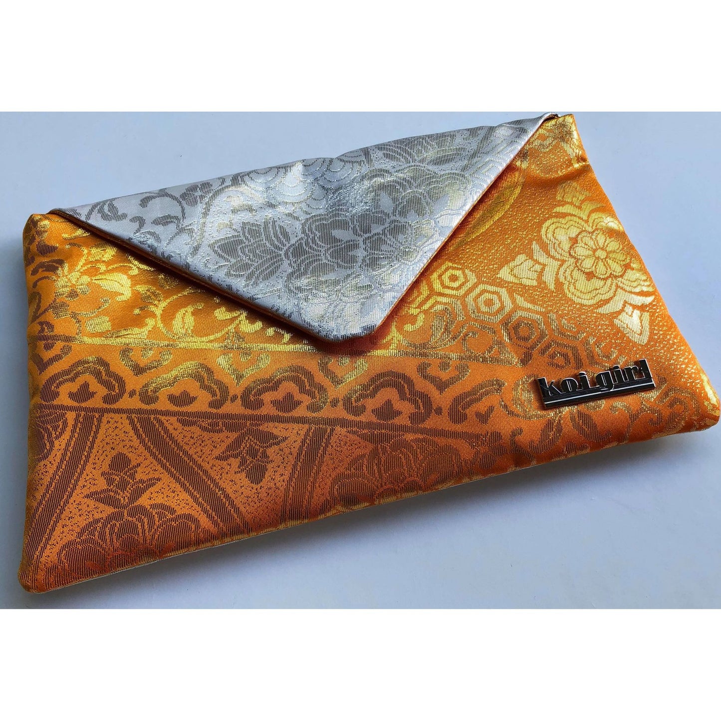 Orange and Silver Mandala Clutch