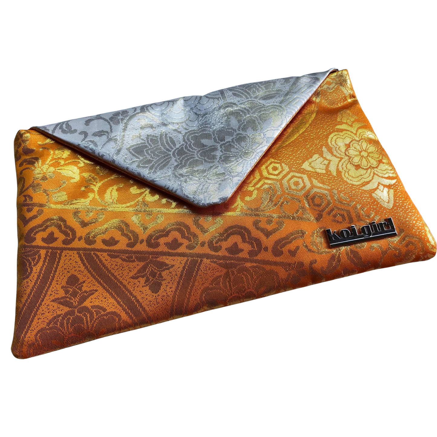 Orange and Silver Mandala Clutch