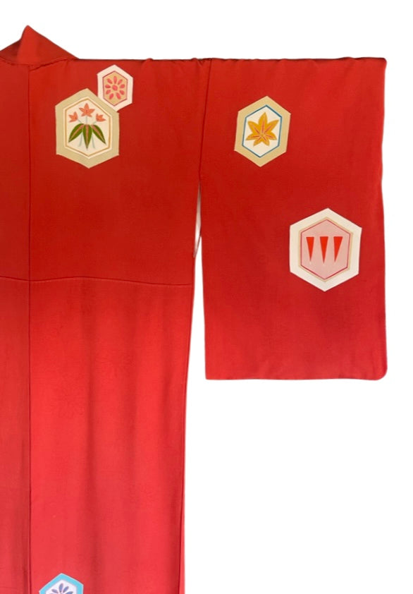 Warm Red Emblem Vintage Kimono