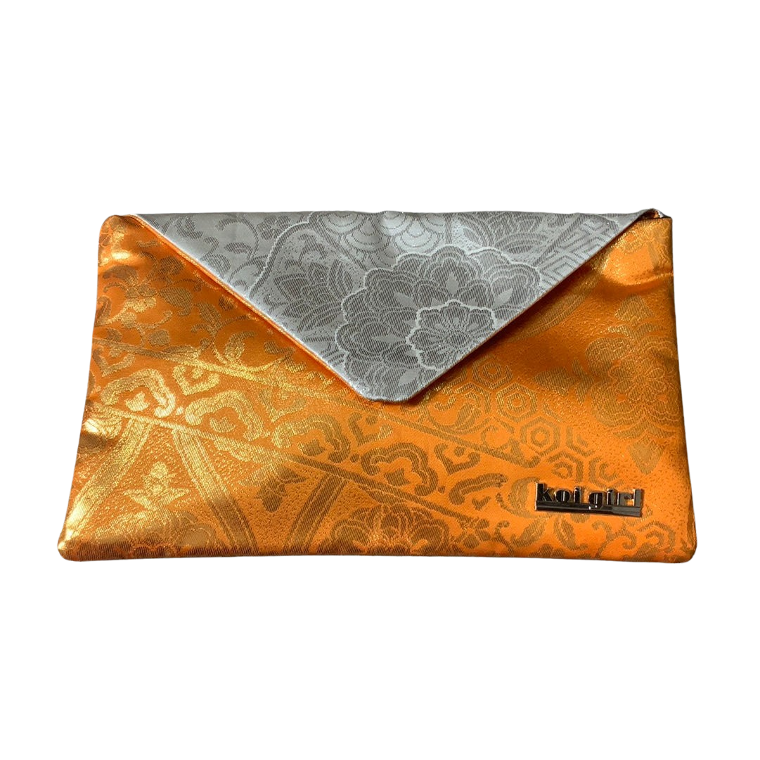 Orange and Silver Mandala Clutch