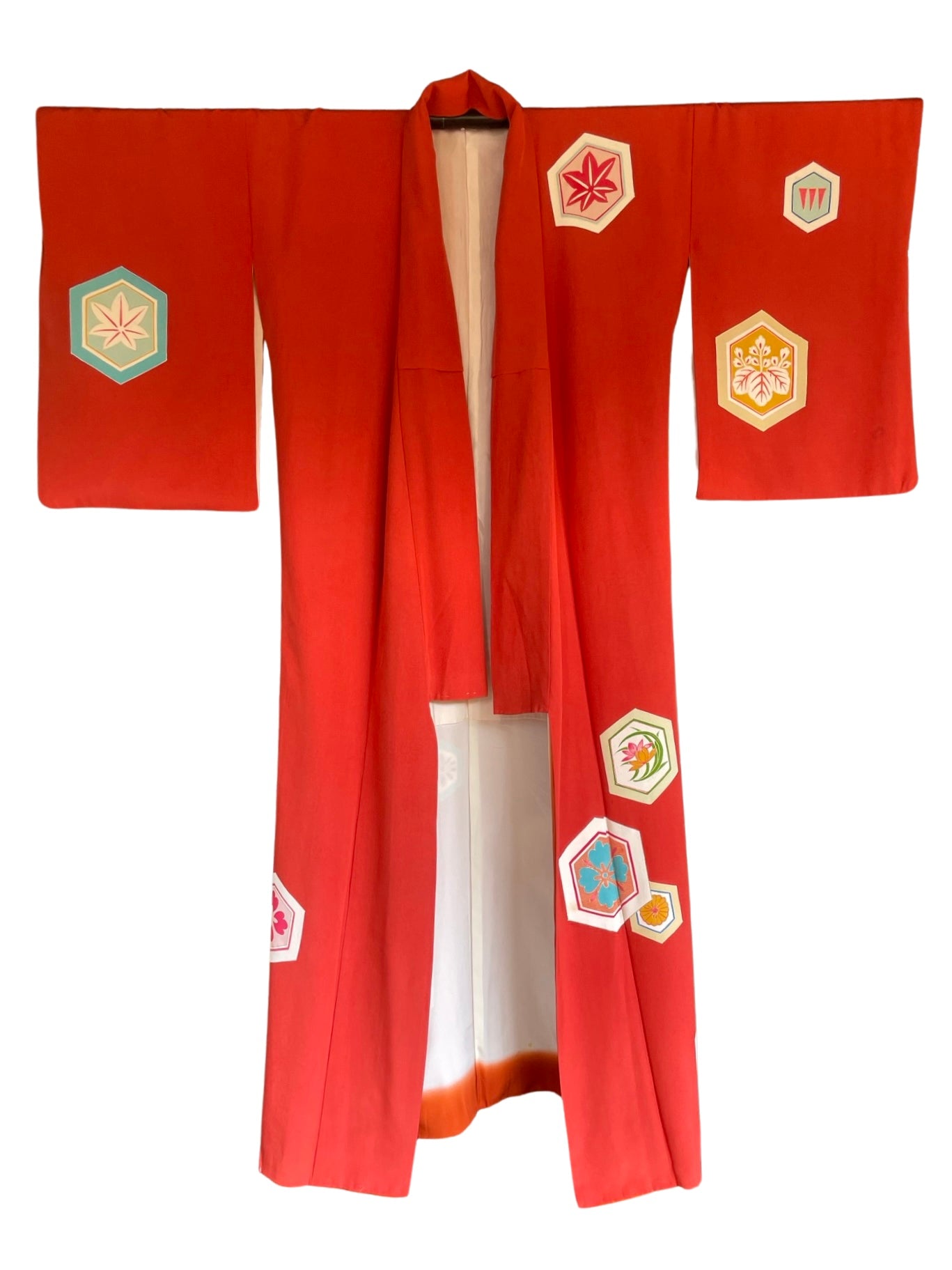Warm Red Emblem Vintage Kimono
