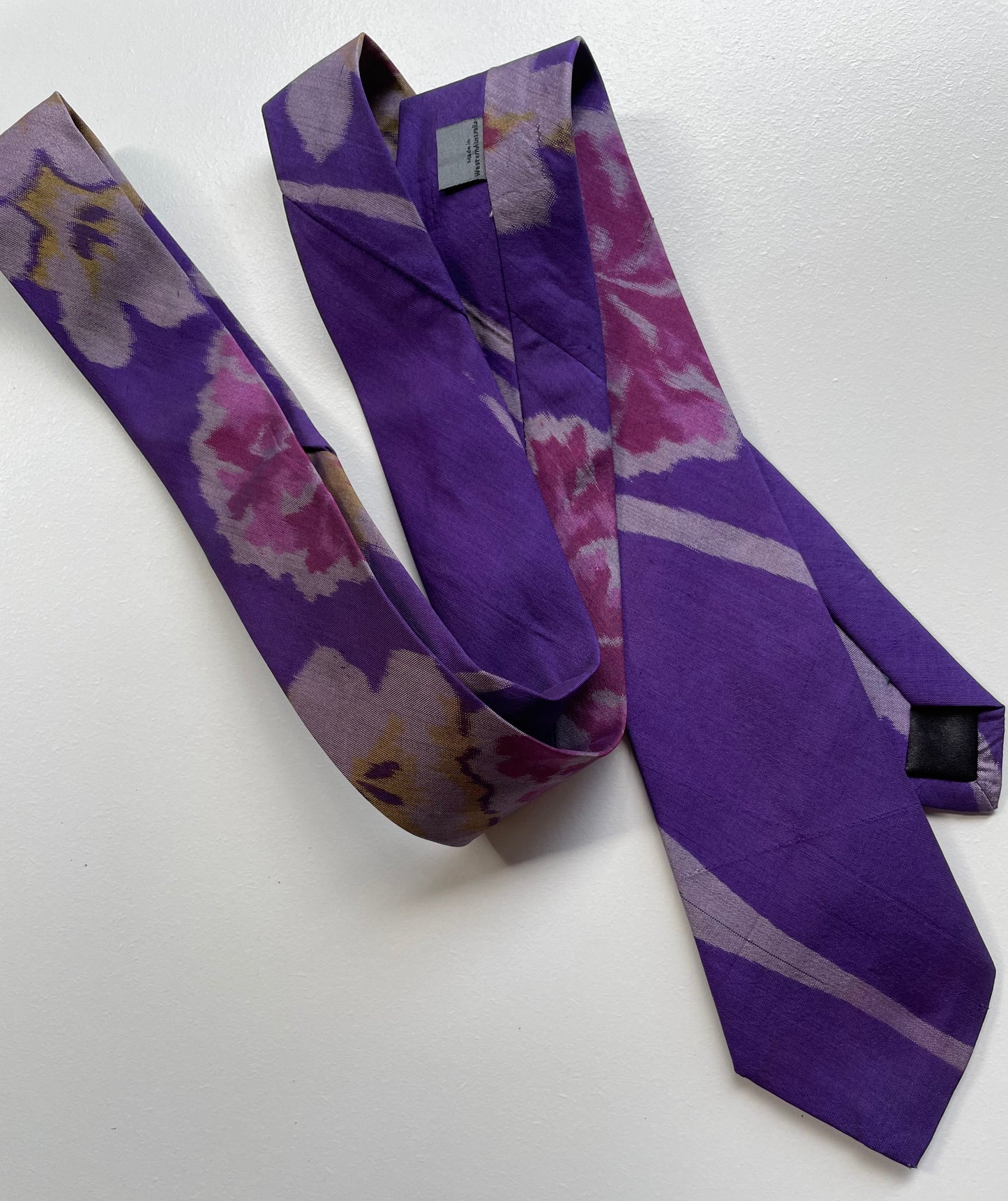 Purple Ikat Silk Floral Necktie