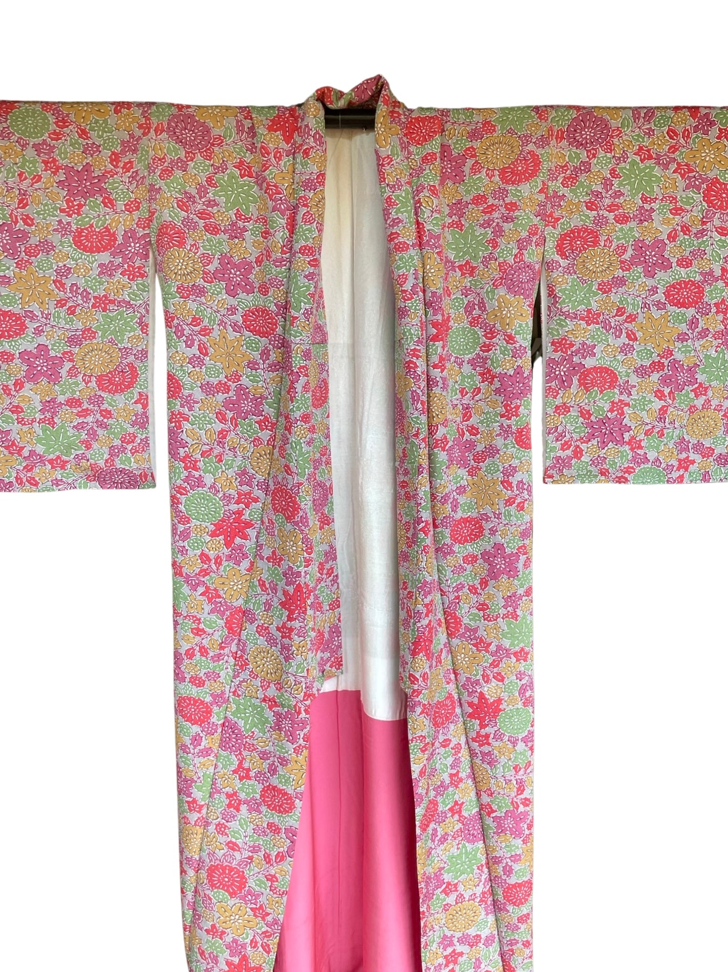 Bright Japanese Floral Scene Komon Kimono