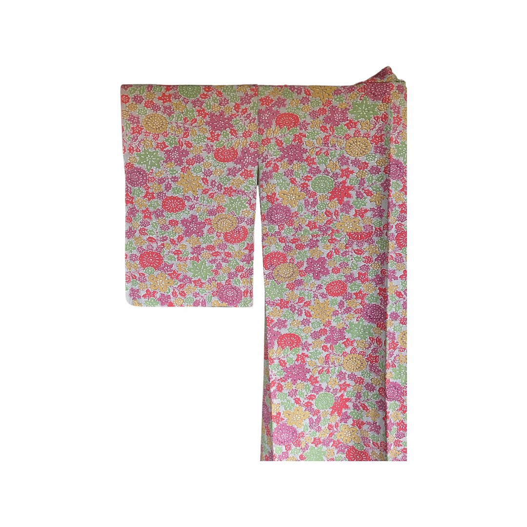 Bright Japanese Floral Scene Komon Kimono