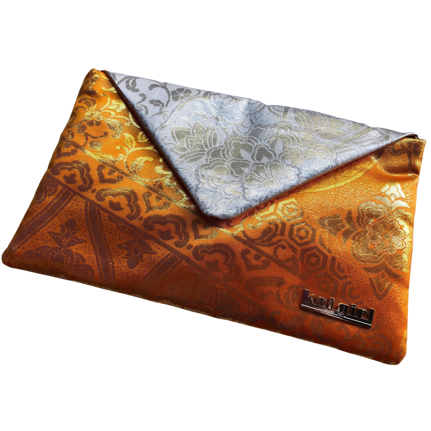 Orange and Silver Mandala Clutch