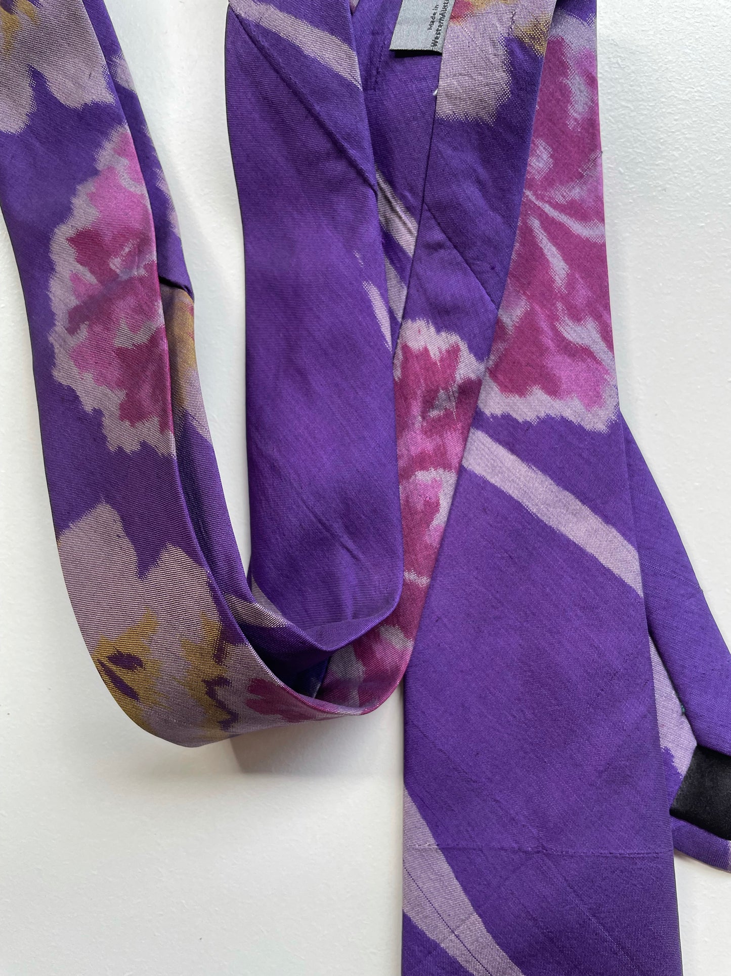 Purple Ikat Silk Floral Necktie