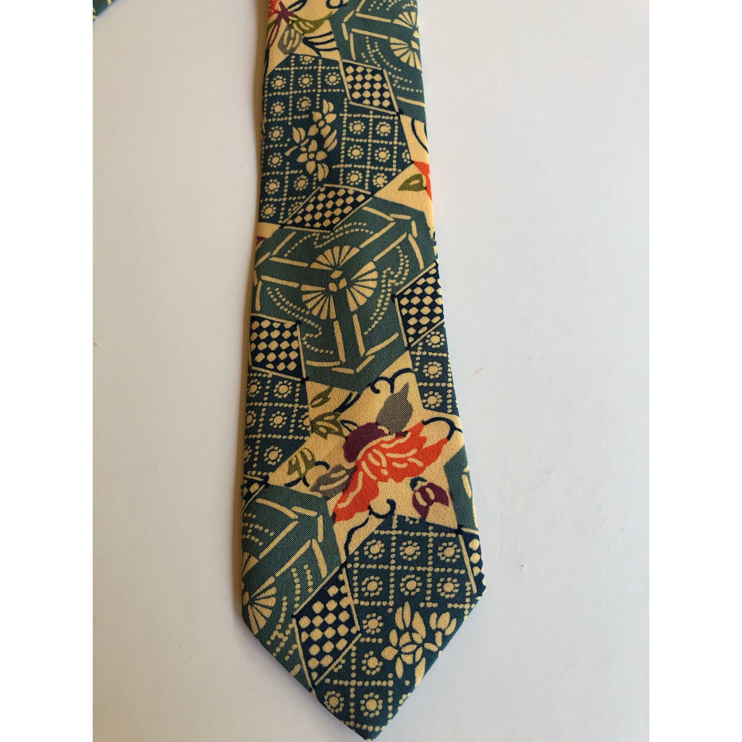 Blue Kikko and Floral Neck Tie